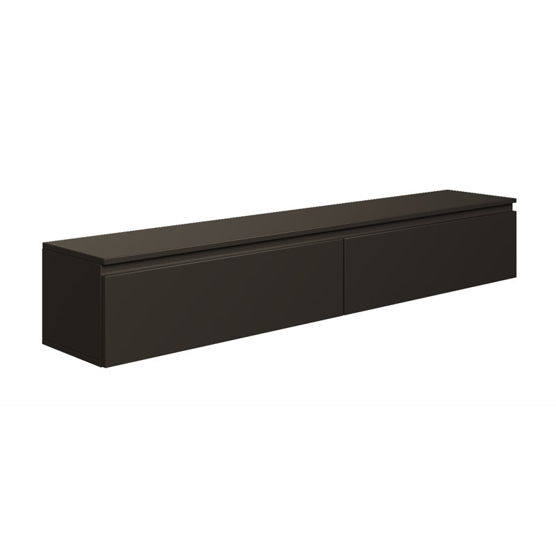 Syvanna Wall-Mounted TV Cabinet, Black, 28.4cm H x 175cm L x 31.8cm L