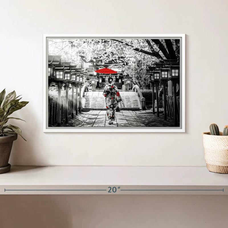 Geisha Pop, Cadre flottant blanc, 13 po x 9 po