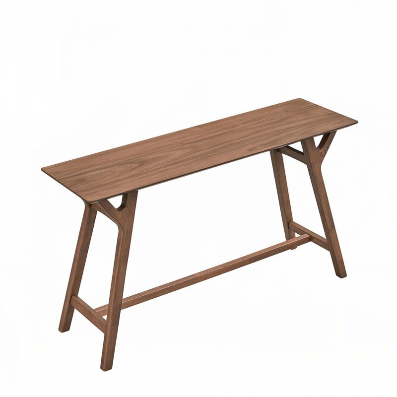 Narrow Console Table with Solid Wood Legs, Walnut
