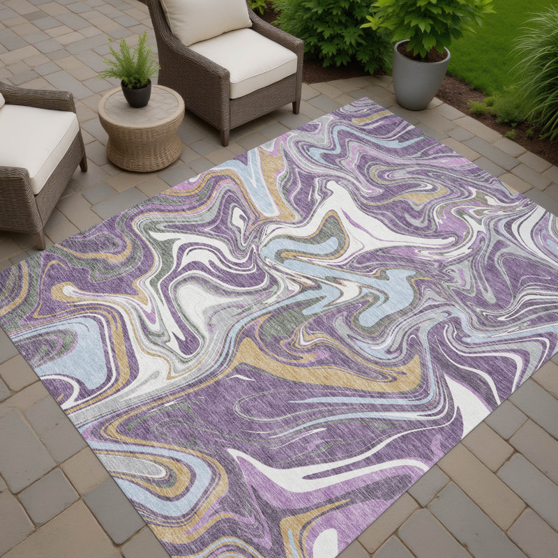 Machine Washable Indoor/Outdoor Jourdan ACN2395 Abstract Rug, Rectangle 10' x 14'