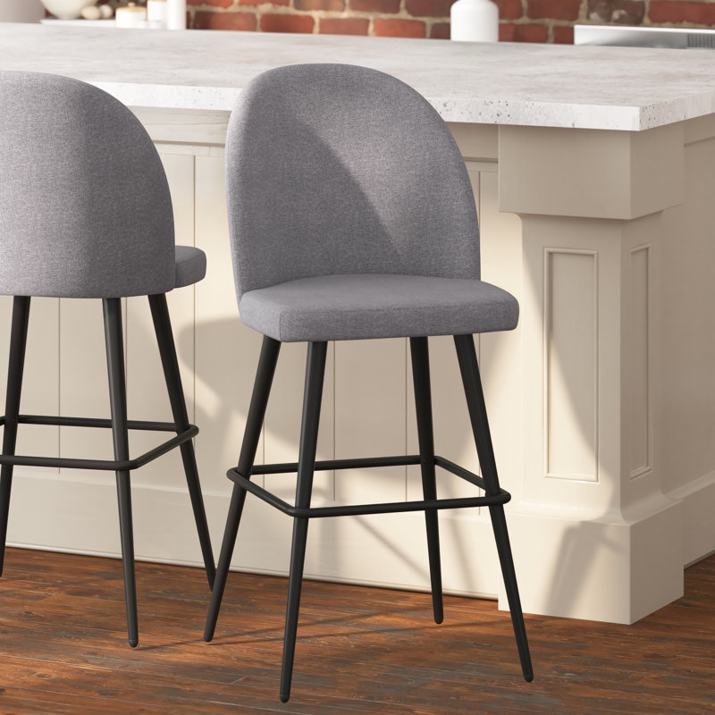 Alita Upholstered Counter Stool with Metal Frame, Bar Stool (30" Seat Height), Gray