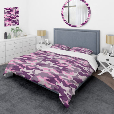 Ensemble de housse de couette en microfibre rose / mauve 3 pièces