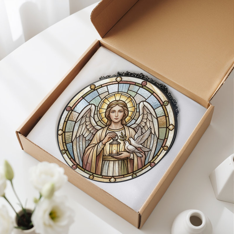 Panneau de vitrail Angel Design ， 7,8 H, H 7,8 po