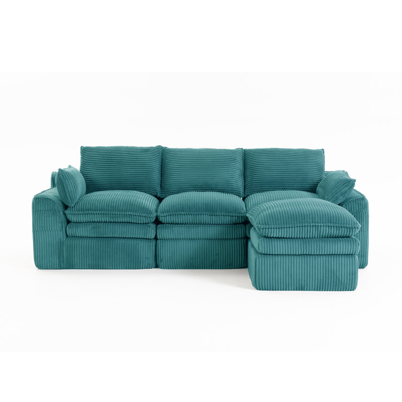 104'' Reversible Upholstered L-Shape Sectional Sofa, Green