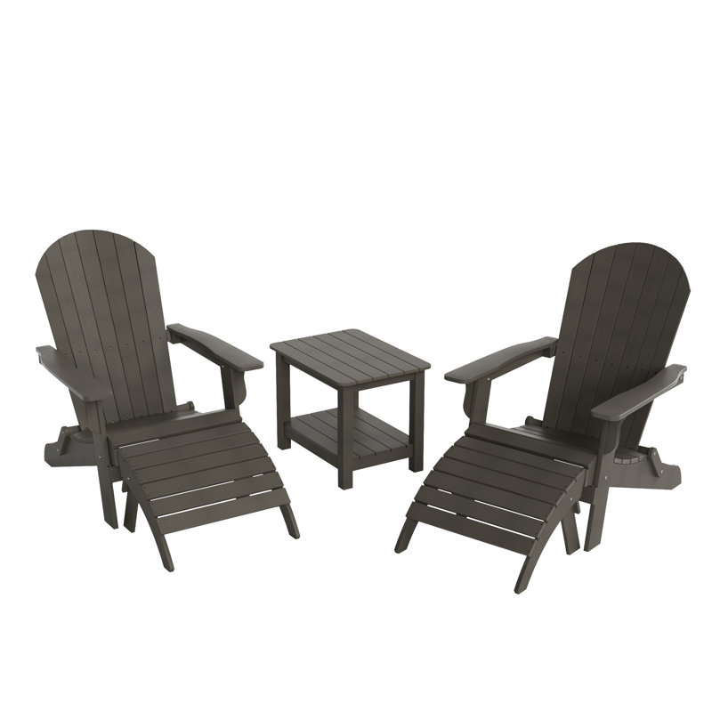 Arrlo Foldable Outdoor Adirondack Chair, Charcoal Gray