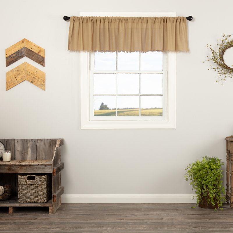 Cotton Tailored Window Valance, 16" W x 90" L, Khaki