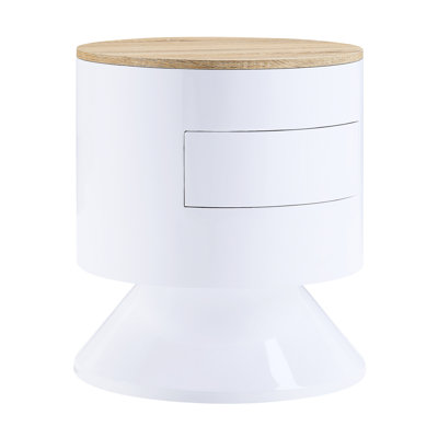Modern Glossy White Accent Table With Storage - Fully Assembled, Instant Enjoyment Stylish Display And Utility No Assembly, Assembled