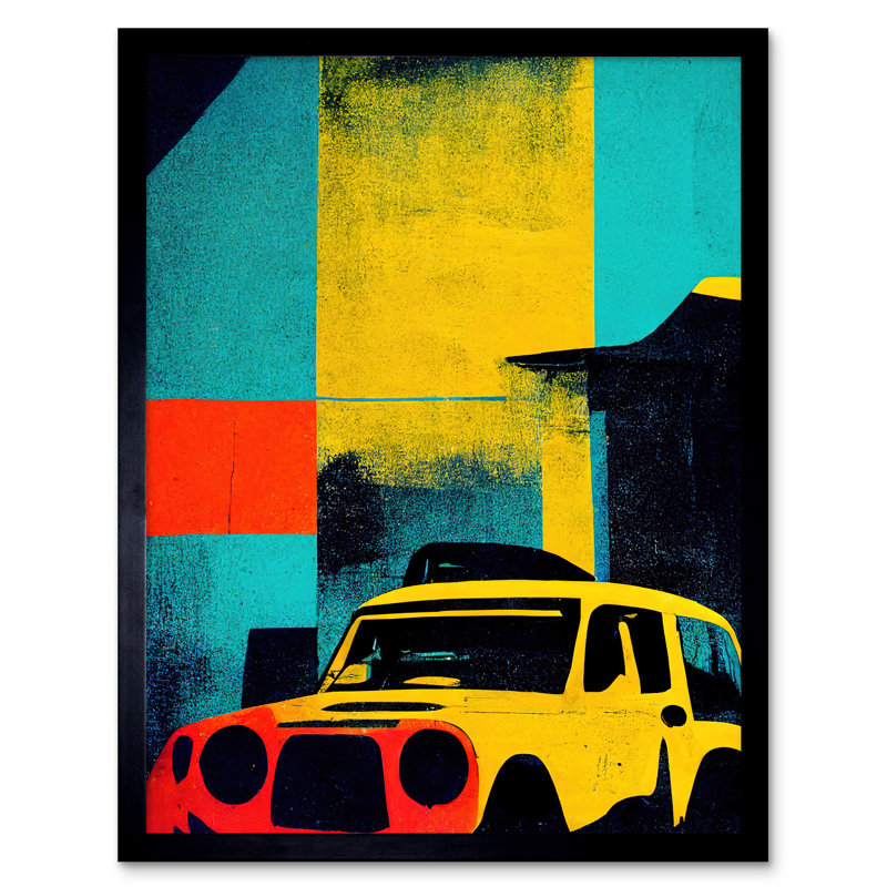 Andy Warhol Inspired Car Taxi - Single Picture Frame Print, 43.7cm H x 33.5cm W x 1.5cm D