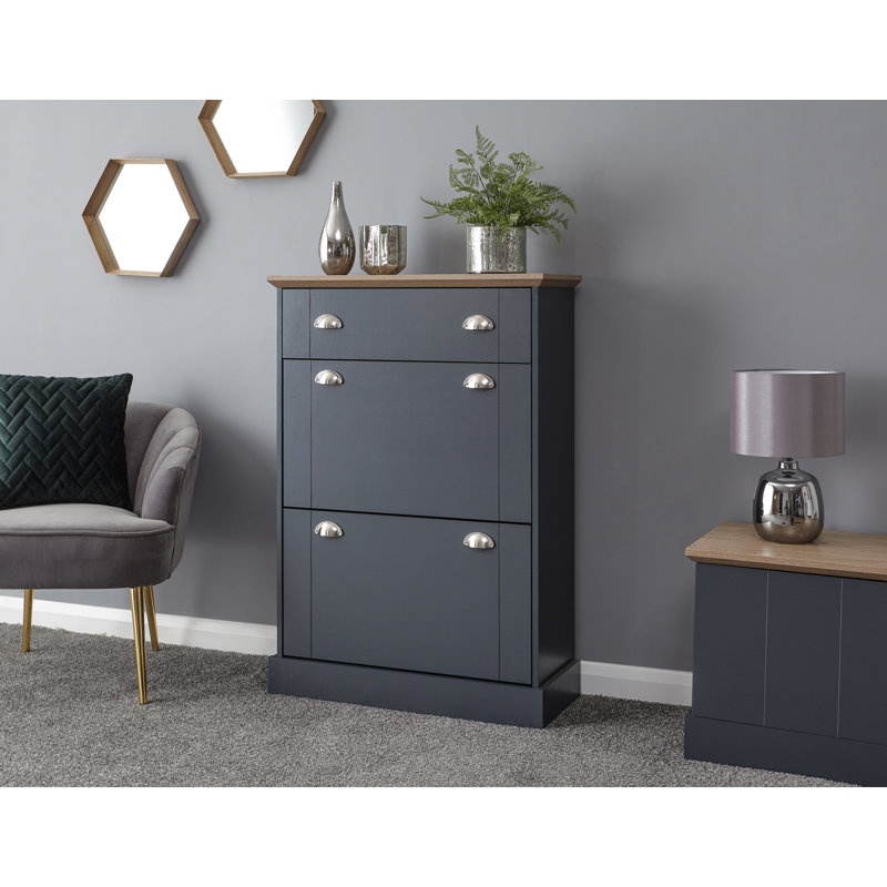 Brielle 12 Pair Shoe Storage Cabinet, Slate Blue