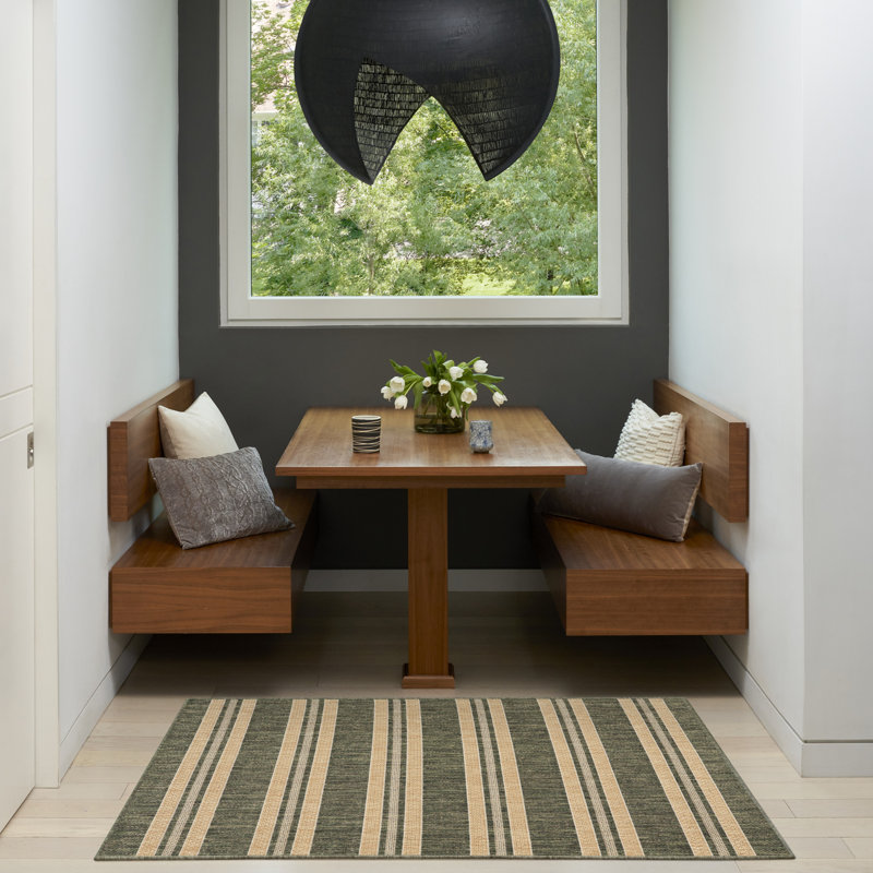 Tapis moderne Manderella, Vert, Rectangulaire 3 pi x 5 pi