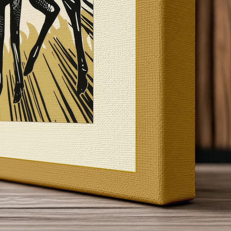 Radiant Deer Japandi - Wrapped Canvas, 24x16 - 61.0 x 40.6 cm, Ochre Border