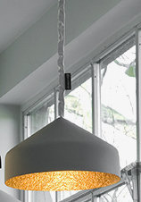 Cyrcus 1 - Light Grey Bowl Pendant, Grey/Gold