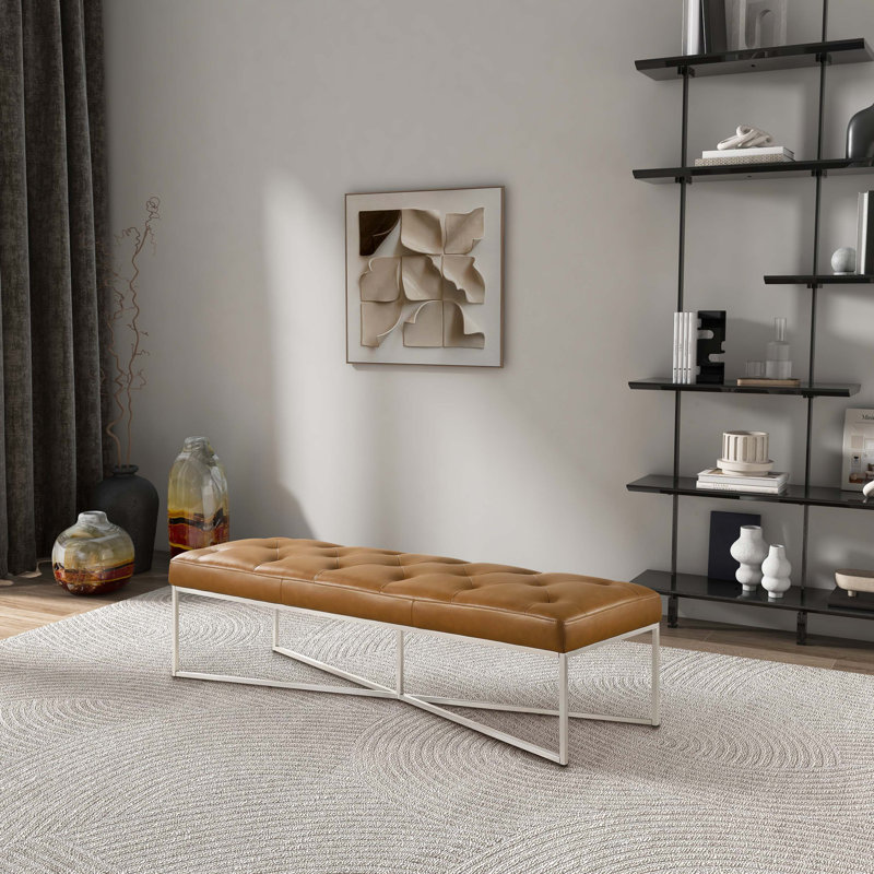 Banc en cuir brun clair Murrin