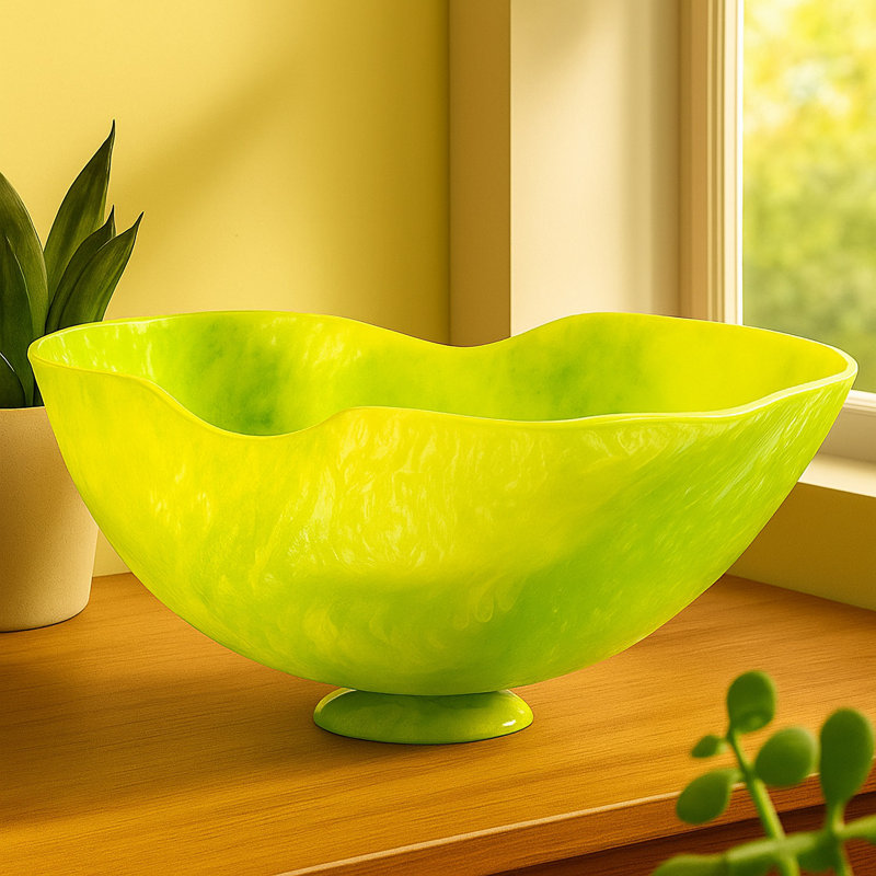 Grand bol à fruits en résine de 21,2 po de diamètre, Vert