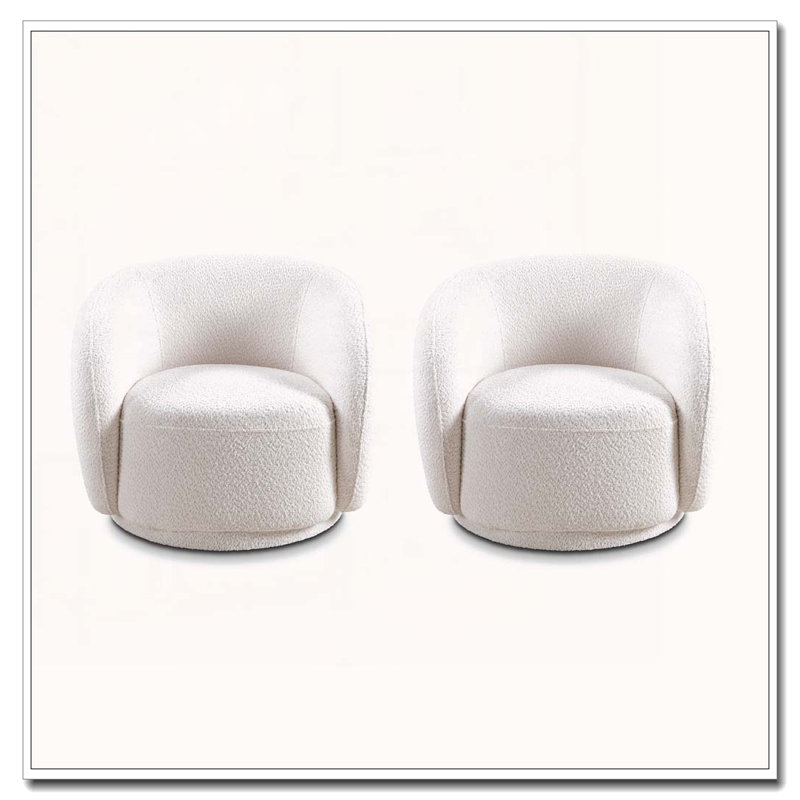Fauteuil d'appoint pivotant rembourré Boucle, Blanc