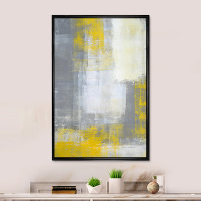 Gray Meets Yellow Abstract Art VII - Painting on Canvas