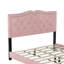 Structure de lit tapissier avec motif de rivets, lit plateforme en velours moderne avec tête de lit capitonnée, rose-2000403035
