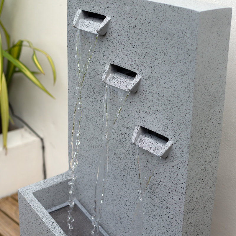 Riloh Easy Fountain Trinity Falls Water Feature incl LEDs - L 25 cm x W 39 cm x H 80 cm Weather Resistant Fountain 