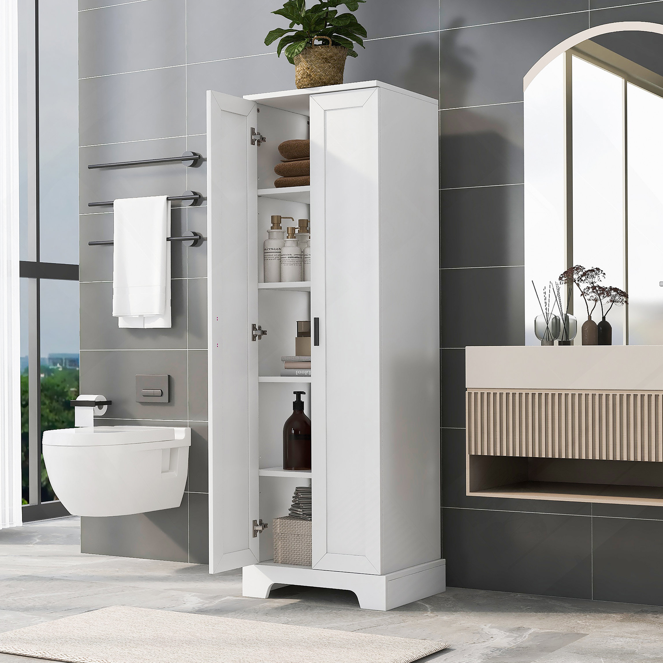 Latitude Run® Storage Cabinet With Two Doors For Bathroom, Office ...