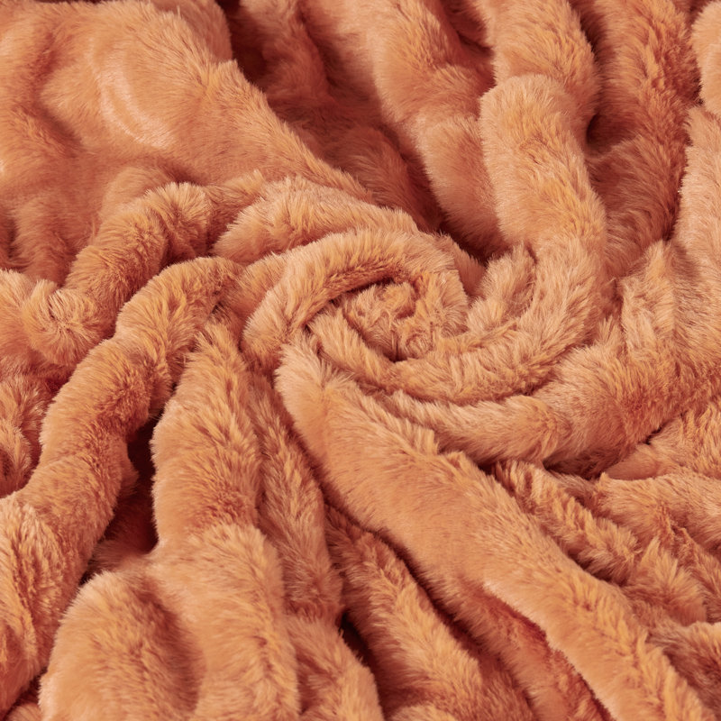 Knitted Throw Blanket, Burnt Orange, 127cm W x 152.4cm L