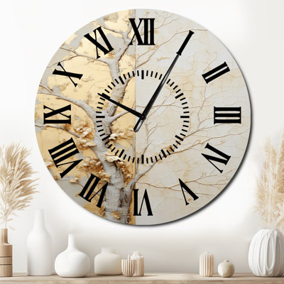 Horloge murale arbre doré et beige