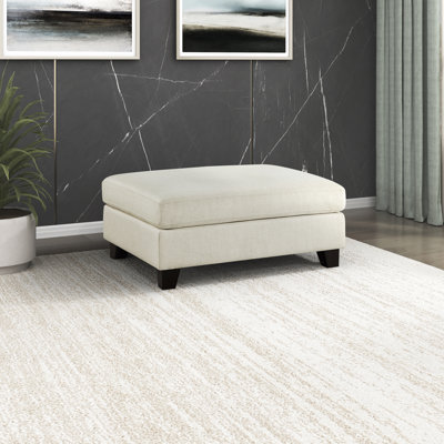 Knott 40.5" Modern Rectangle Textured Fabric Ottoman with Superior Pocket Coil Seating and Solid Wood Legs