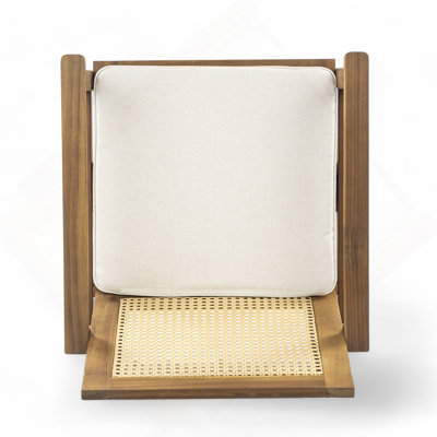 Ensemble de salle à manger 7 pièces pour patio Preston, chaise de salle à manger 6 pièces en bois d'acacia avec coussin beige, table de salle à manger 1 pièce en bois d'acacia