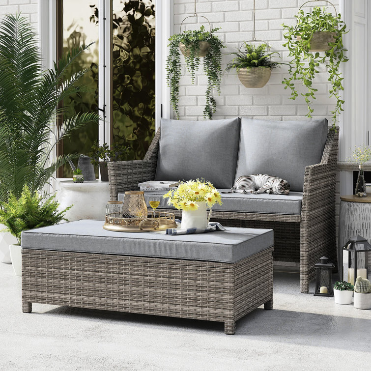 Frett Wicker 2 - Person Patio Conversation Sets with Cushions