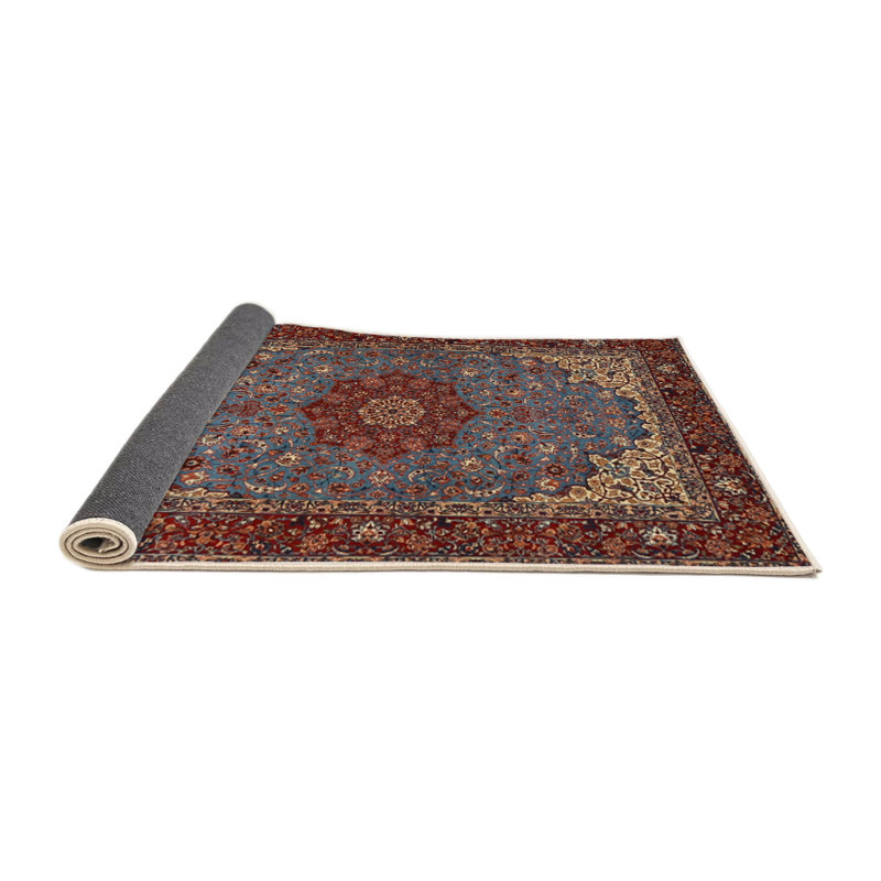 Tapis traditionnel rouge / bleu, Rond 5 pi