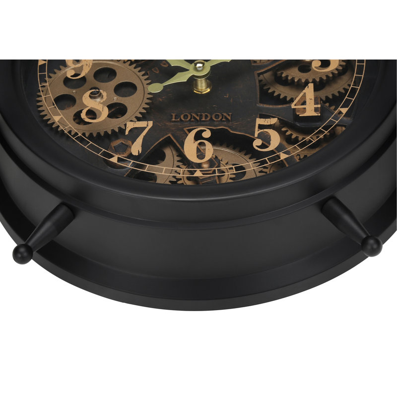 Clocks, Round, Gear Mechanism, Table Clock, Transitional, Brown