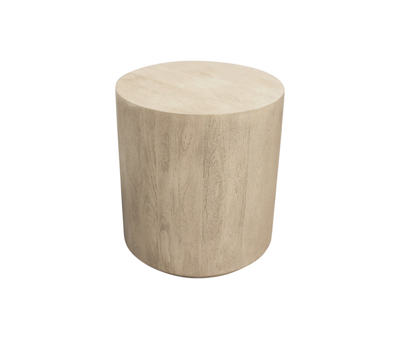 Table de bout ronde 20 po en bois massif naturel vieilli