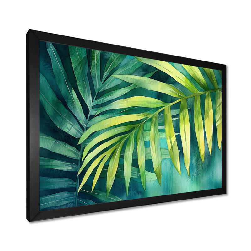 Collayer Green Tropical Safari Palms I - palmiers et palmiers, art mural, Reproduction encadrée d'une seule photo, Noir