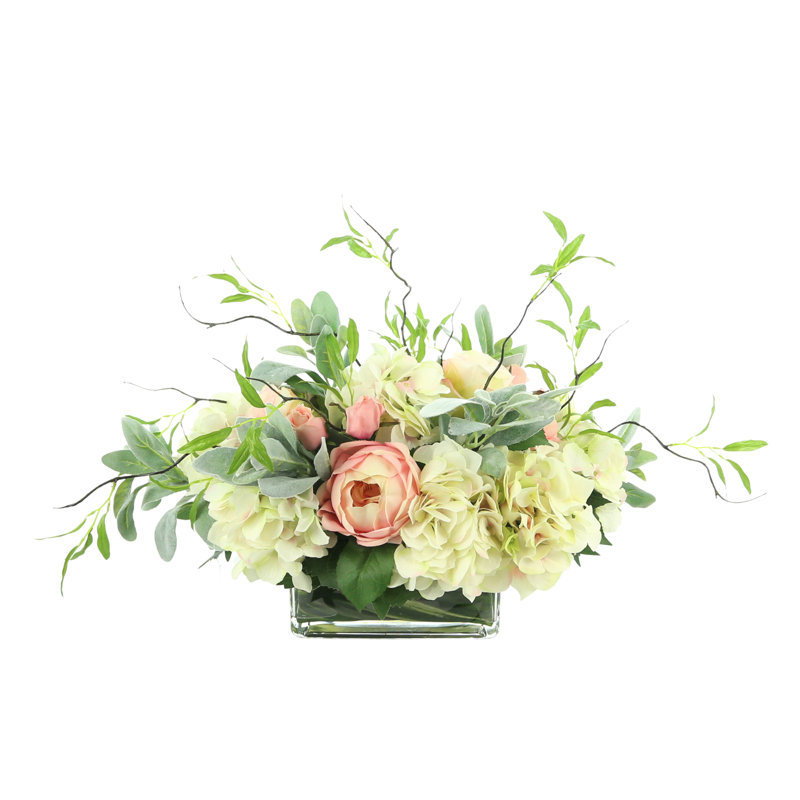 Floral Arrangement with Hydrangeas, Roses and Lamb's Ear