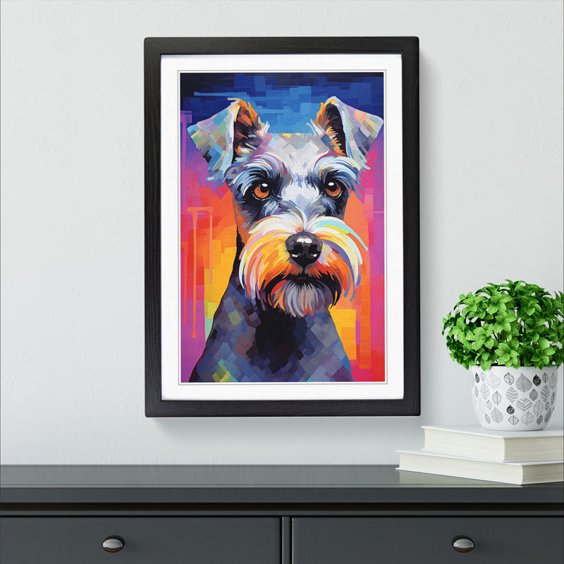 Schnauzer Futurism Art - Framed Print, 64cm H x 46cm W x 2cm D, Black Framed