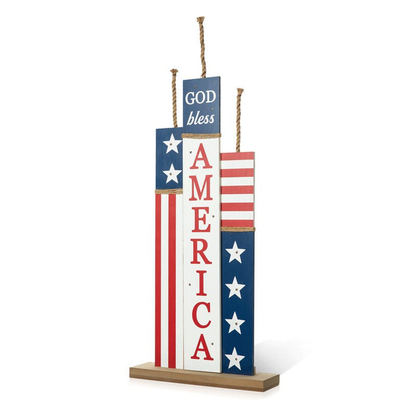 Décoration de porche pétard lumineux en bois patriotique