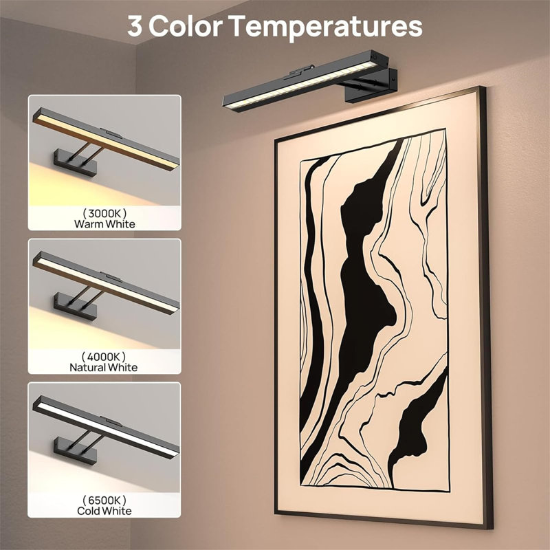 Battery Powered LED Wall Mount Picture Light, Matte Black