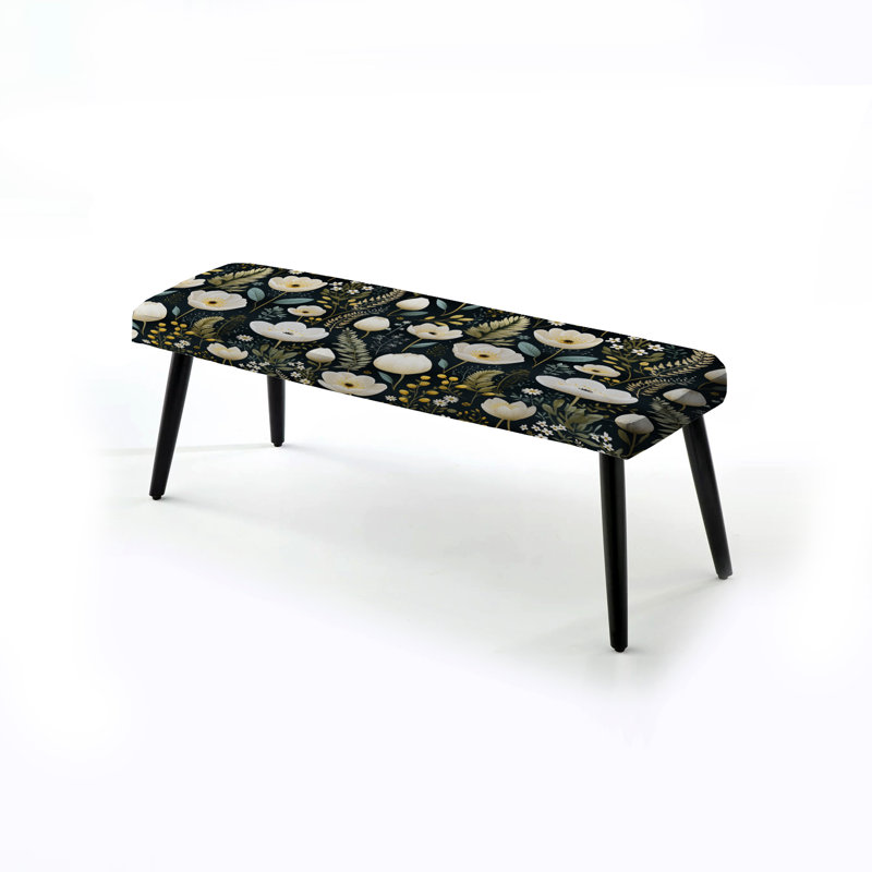 Banc rembourré noir, Simplicity In White ScAndinavian Flowers