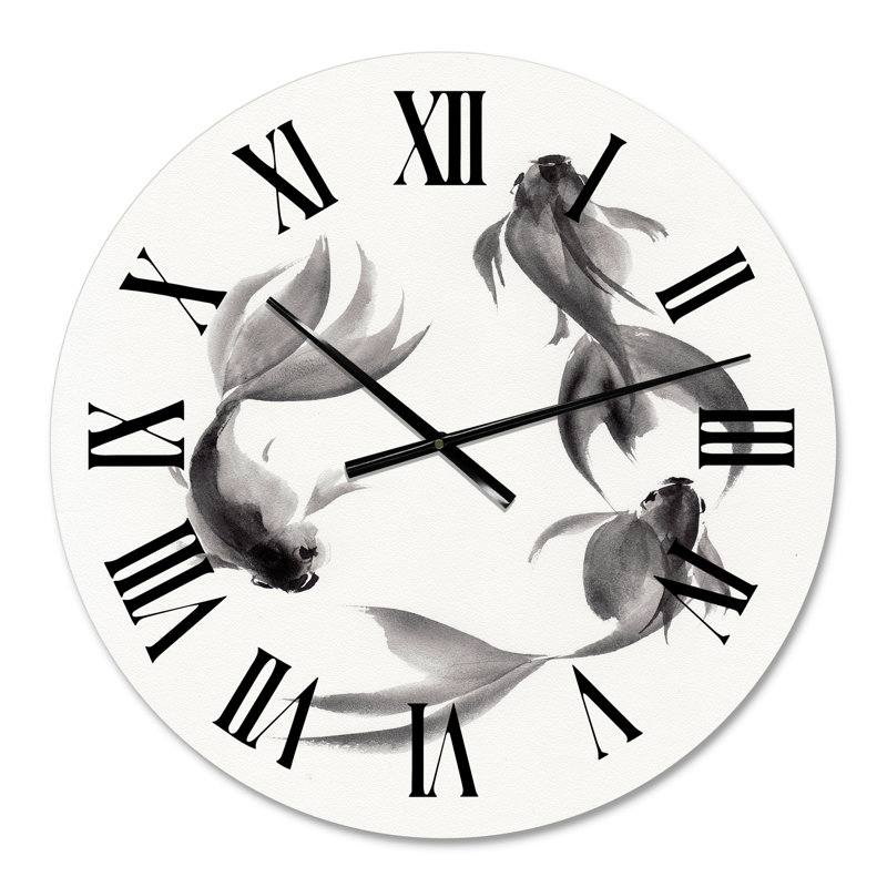 Horloge murale Monochromes Vintage Fish III - Nautique et côtier, Moyenne