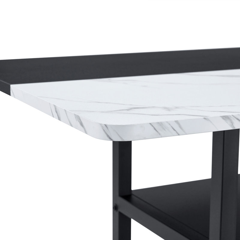 Ensemble de table et de chaises 71,7 po x 35,4 po et table épissée avec fonction de rangement au milieu des pieds de la table, jumelée à 8 chaises en polyuréthane, simples et polyvalentes.