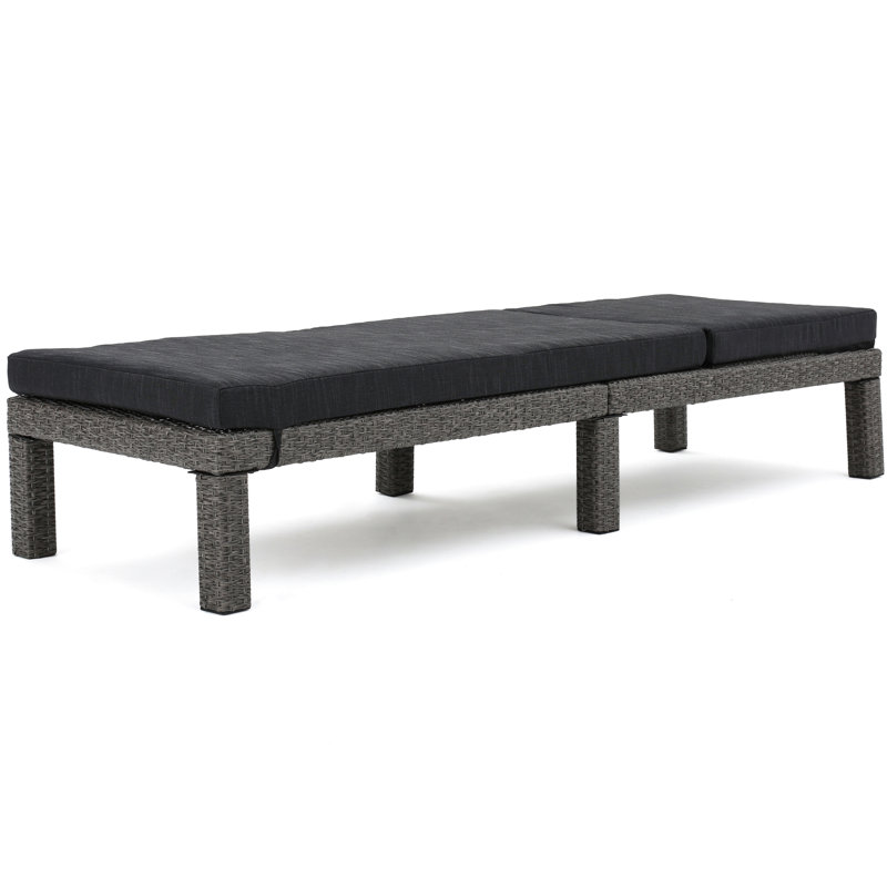 Chaise longue Kd - Tissu imperméable, relaxant et confortable, fer noir pe, 77,47 po X P 25,9 x H 14,01