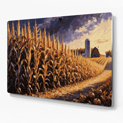 Farm Fall Cornstalks Black Metal Wall Art