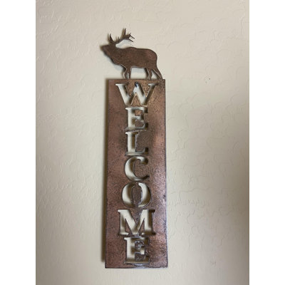 Panneau de bienvenue en métal wapiti