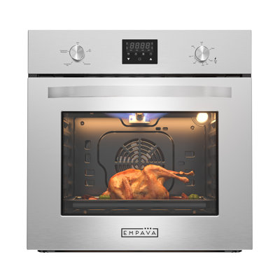 Empava 24" 2.3 cu. ft. Smart Self Cleaning Natural Gas Convection Single Oven Wall Oven Silver