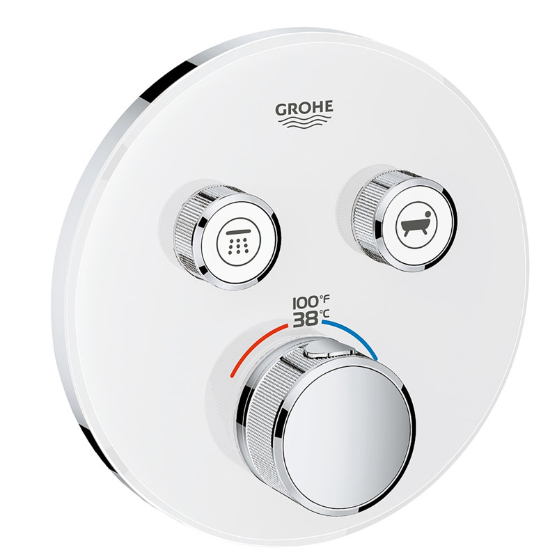 GROHE Grohtherm SmartControl Dual-Function Shower Thermostatic Valve Trim, Moon White