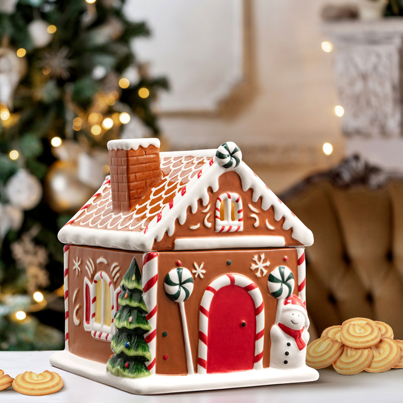 Nostalgic 9.5" Ceramic Lit Gingerbread House Cookie Jar