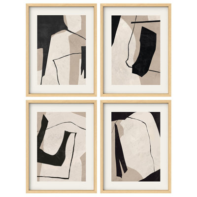 " Neutral Abstract Line Illustrations Relax Minimalist Modern Wall Decoration " 4 - Pieces