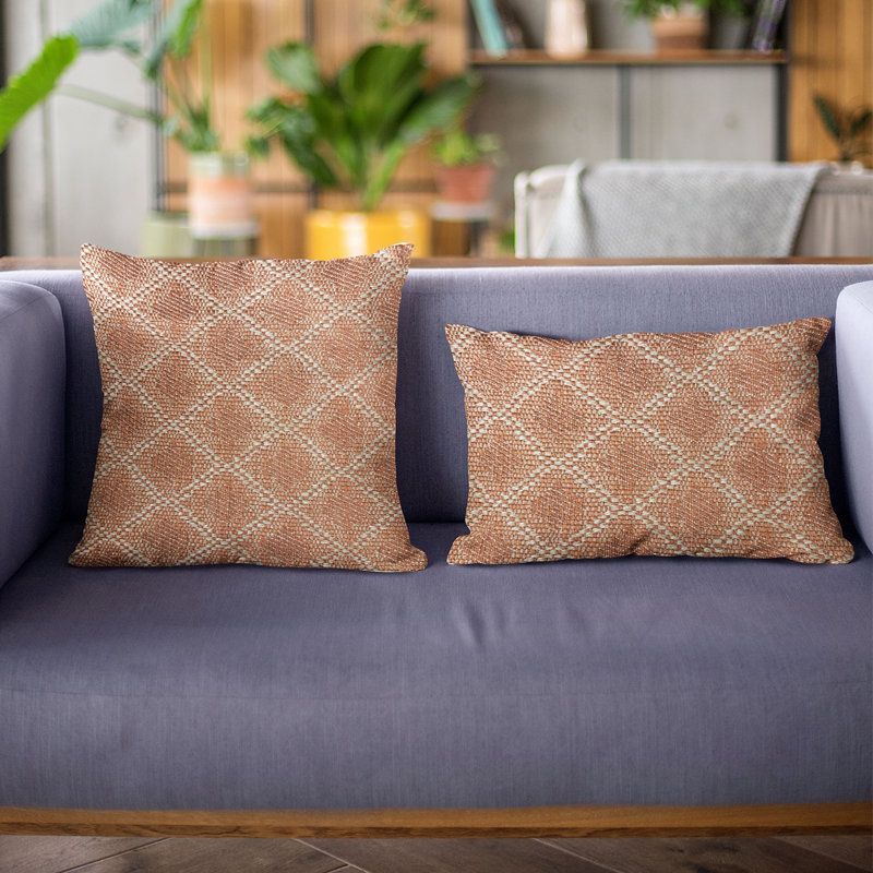 Diamond Geometric Outdoor Reversible Throw Pillow, 12" x 20"