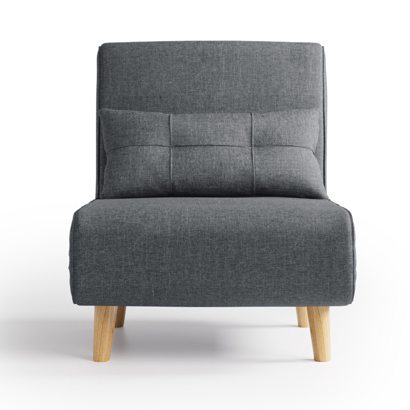 3-in-1 Convertible Upholstered Accent Chair with Cushion, Gray Linen Blend
