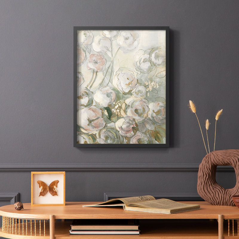«Moonlit Climbing Roses II», reproduction encadrée - bois massif, H 14 po x l 11 po, Noir