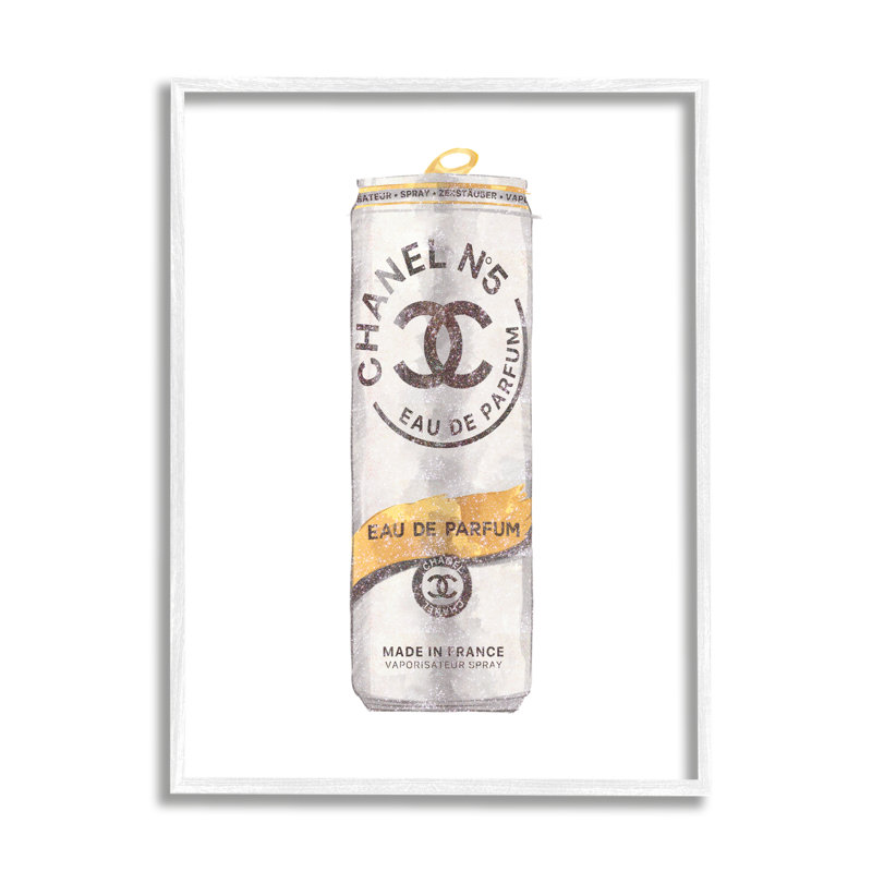 «Fashion Emblem Glam Perfume Beverage Can Style» par Ziwei Li - imprimé, L 16 po x H 16 po, Giclée encadrée blanc bord de mer